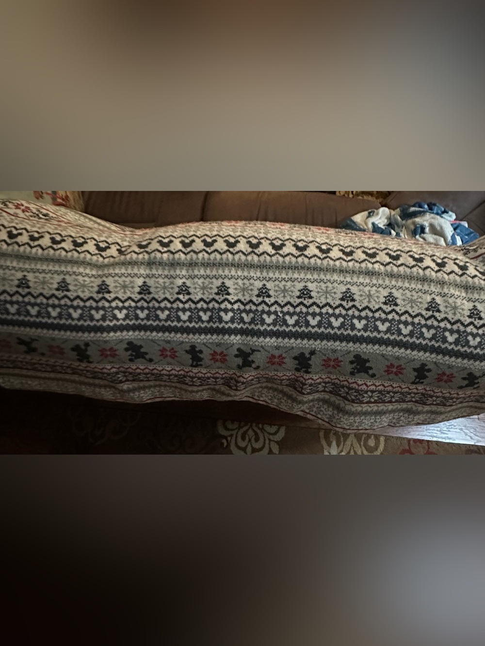 Disney Cream and Gray Fair Isle blanket with Red Accents